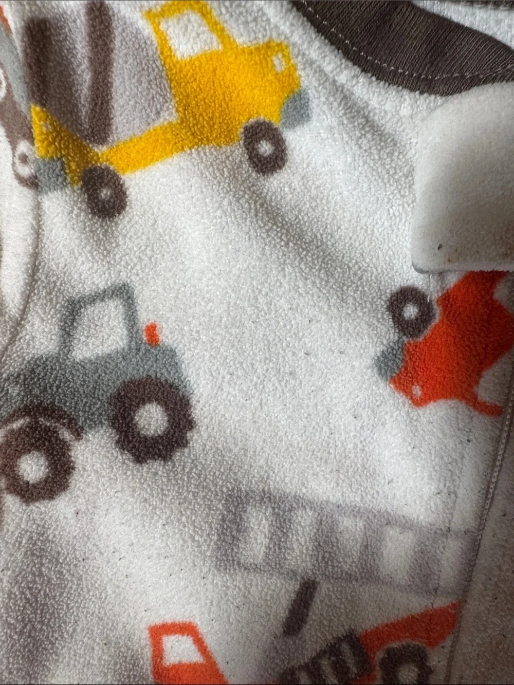 Carter's white Footed One-Piece Pajamas with Construction Vehicles size 12M